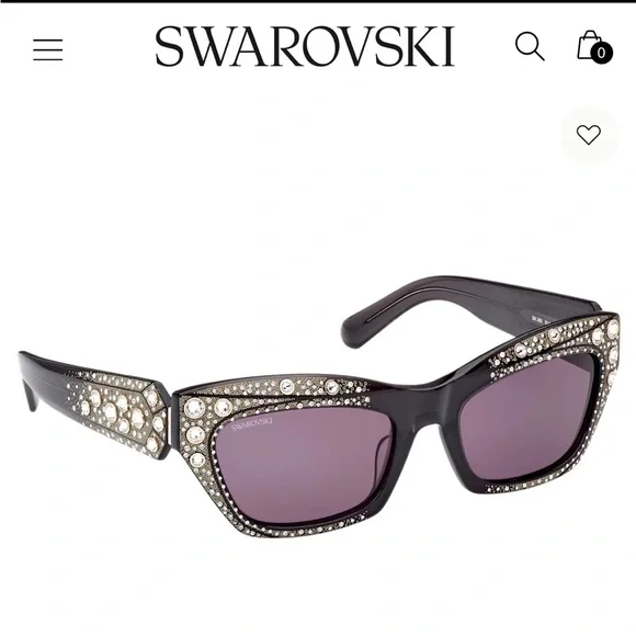 NWT Swarovski Cat-eye shape sunglasses, SK0380 01A, Black - Picture 4 of 12